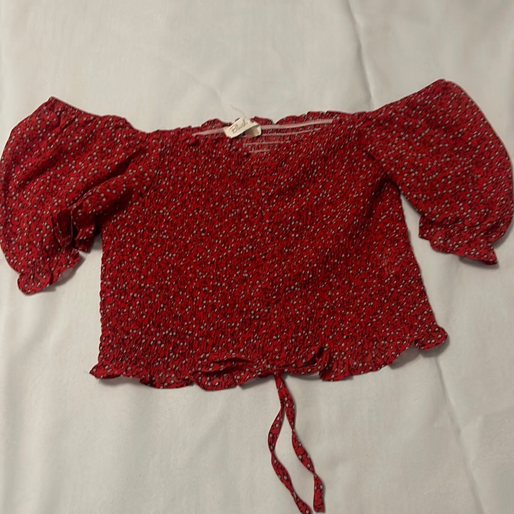 Red, off the shoulder top!